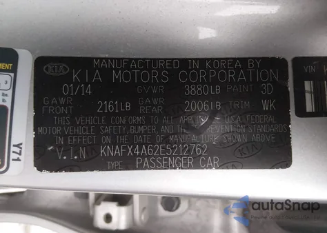 2014 Kia Forte Lx z USA, uszkodzony, nr VIN KNAFX4A62E5212762